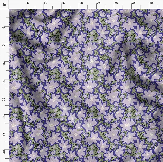 Soimoi Lightweight Velvet Fabric - Purple - Floral Print, Unstitched Material - 58" Wide, Perfect Fabric for Upholstery, Fashion and Craft Projects, 1 Yard