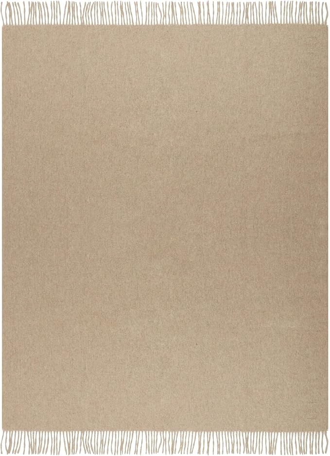 Superfine Alpaca Wool Throw Blanket - Lightweight Alpaca Merino Wool Throw Blankets for Using Indoors or Outdoors | Soft Peruvian Alpaca Blanket Wool Blanket Solid Color 72" x 60" (Beige 2)