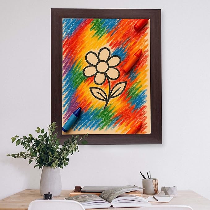 InkFlow Posters Rainbow Flower Crayon Poster - Fun Graphic Print for Kids Bedroom, Playroom, Nursery - Creative Motivational Decor - 16x20 Unframed Canvas Print