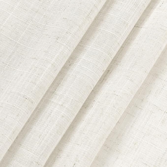 Cream Linen Curtains 108 inches Long for Bedroom 2 Panel Set Back Tab Light Filtering Privacy Sheer Curtains 9 FT Farmhouse Decor Cotton Textured Gauze Curtain for Sunroom Picture Window 36x108