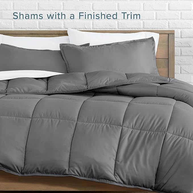 Bare Home Comforter Set - Oversized Queen Size - Ultra-Soft - Goose Down Alternative - Premium 1800 Series - All Season Warmth (Oversized Queen, Grey)