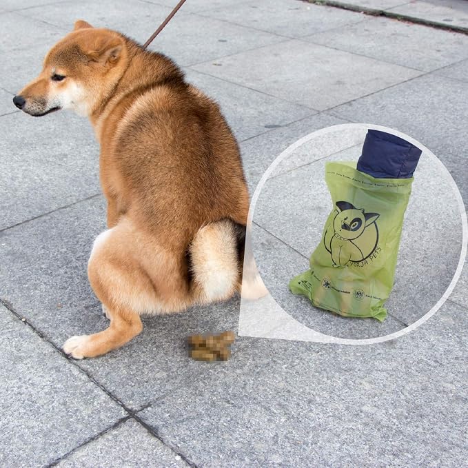 Dog Poop Bags Rolls with Dispenser & Holder, 510 Pet Waste Bags, 100% Leak Proof Extra Thick and Strong Corn Starch Blend