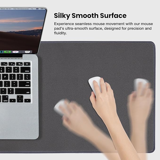 ALOANES Waterproof Mouse Pad with Durable Stitched Edge, XL Gaming Keyboard Pad, Non-Slip Rubber Base Mouse Mat, Desk pad for Gamer, Office & Home, Dark Gray Mousepad 31.5"x 11.8"x 0.12"