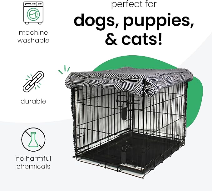 Molly Mutt Rough Gem Dog Crate Cover, 100% Cotton Canvas Cover with 2 Roll-Up Panels, Ideal for Dog or Cat Crate, Durable, Washable, and Free of Harmful Chemicals, 42" x 28" x 31"