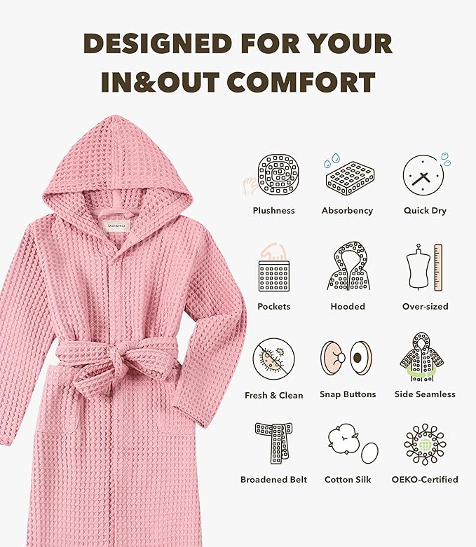 Luxury Organic Japanese Cotton Hotel & Spa Waffle Bathrobe for Men and Women (Hooded/Kimono)
