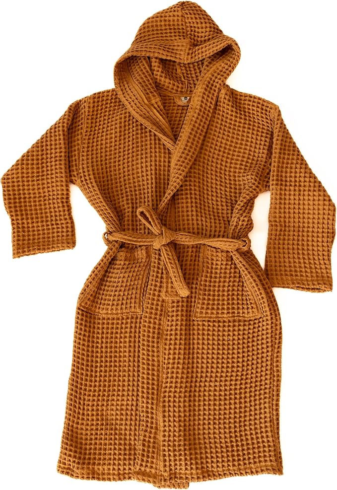 Unisex Hooded Waffle Robe for Women & Men 100% Turkish Cotton | Quick-Dry Bathrobe | Cozy Housecoat for Lounging
