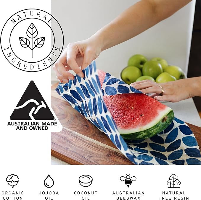 Bread Food Wrap, 21 x 18 Inches, GOTS-Certified 100% Organic Cotton with Beeswax, Reusable and Compostable