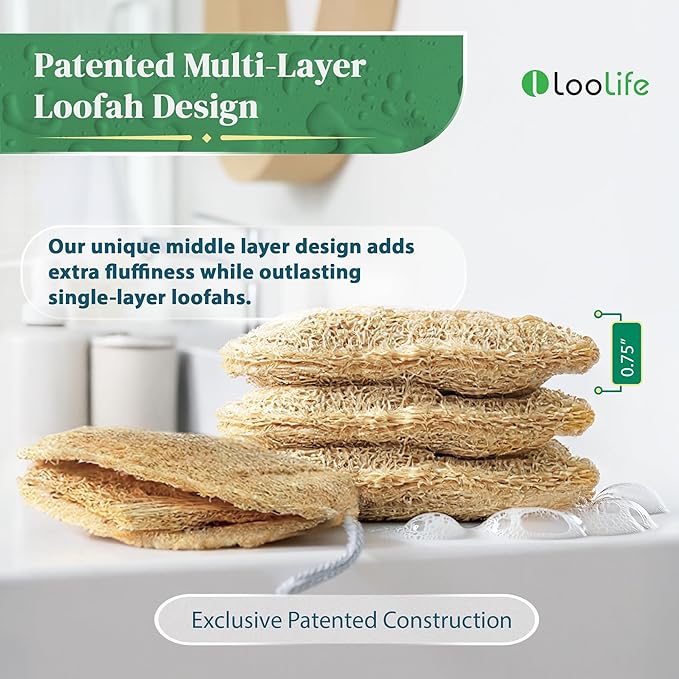 Natural Kitchen Loofah (10 Pack) + Loofah Sponge (3 Pack) - Luffa Exfoliating Body Scrubber - Natural Sponges for Dishes - Biodegradable and Compostable Sponges