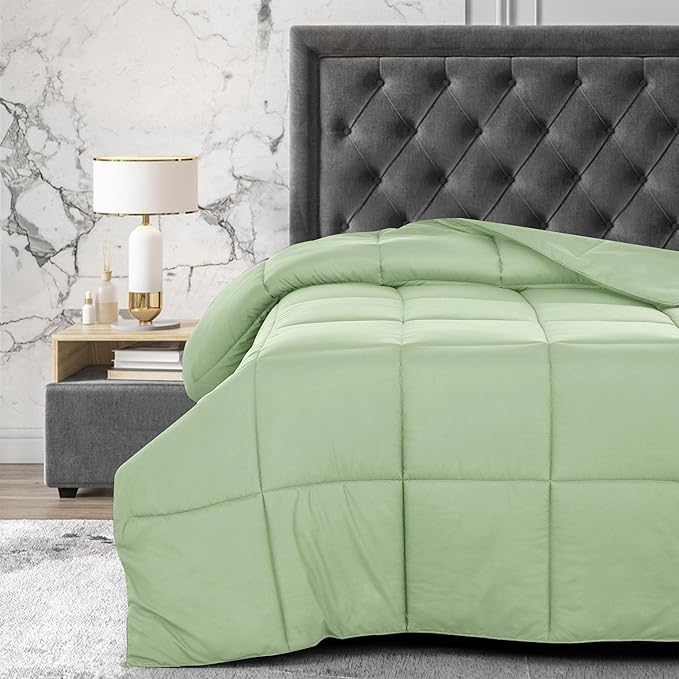 LUX Décor King Comforter – 102x90 Ultra-Soft Down Alternative Duvet Insert with Corner Tabs & Box Stitching, Hotel Quality Plush Hypoallergenic Microfiber, Oeko-TEX Certified – Sage