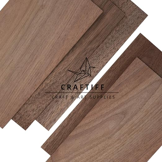 Walnut Wood Sheets Thin Lumber, Black Dark Unfinished Board for Crafts - Pack of 5 by Craftiff
