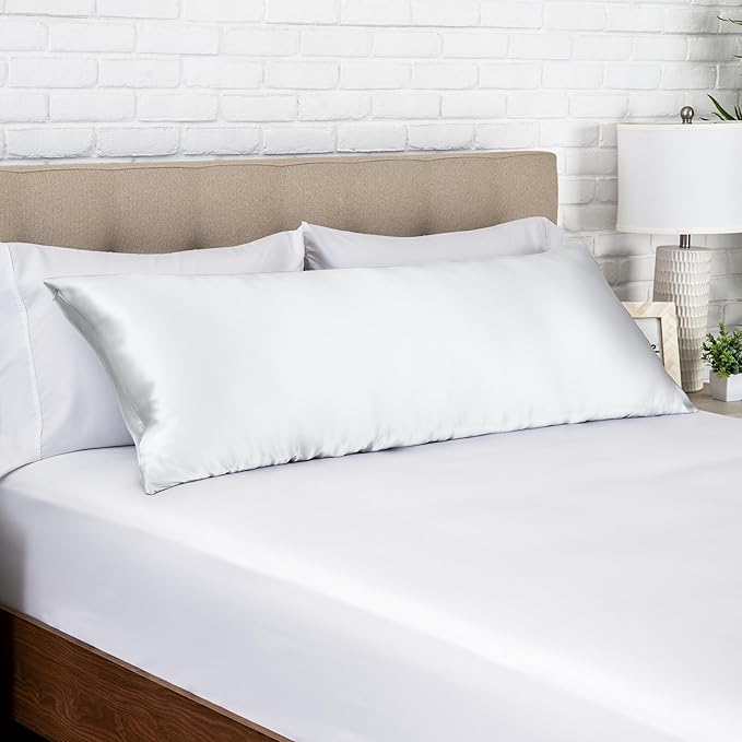 Bare Home 100% Mulberry Silk Pillowcase for Hair and Skin - Ultra Premium 6A Grade 19 Momme Silk Pillow Case - Hidden Zipper - Breathable Cooling Pillow Cover (Body, White)
