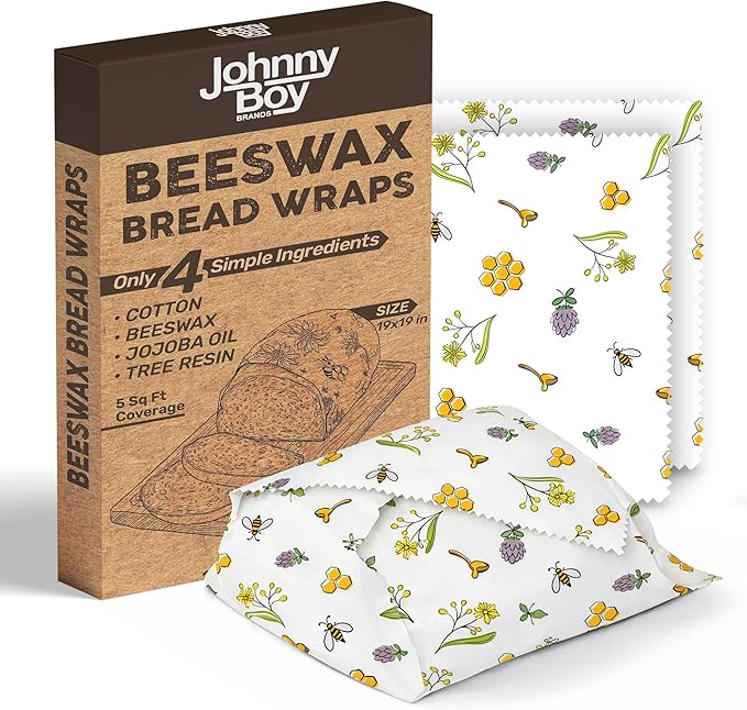 2 Pack - XL 19" x 19" - 5 Sq Ft - Beeswax Bread Wraps, Total 5 Sq Ft Coverage, Eco-Friendly Alternative to Plastic Wrap for Bread Storage, Bowls & Food Storage (Plum)