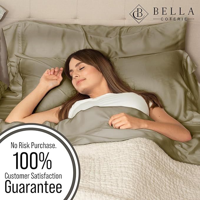 BELLA COTERIE | Luxury Bamboo Viscose Standard Size Pillowcase Set | 100% Organically Grown | Ultra Soft | Cooling | 2 Pcs [Olive]