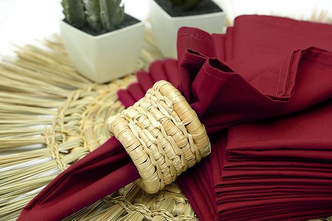 Dinner Cloth Napkins 100% Cotton, Set of 12, 18 X 18 Inches, Everyday Use Linen Napkins Washable, Reusable, Soft, Absorbent Dining Decor Oversized Napkins for Wedding, Easter Parties, Maroon