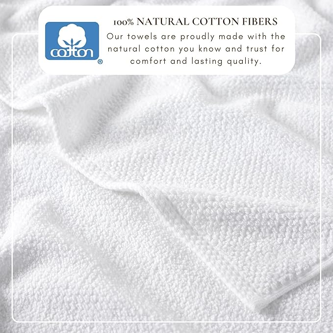 Great Bay Home 100% Cotton 6 Piece Bath Sheet Set - Absorbent, Quick-Drying, Durable Bath Towels for Bathroom Decor - Low-Twist, Two-Ply Fibers (Optic White)
