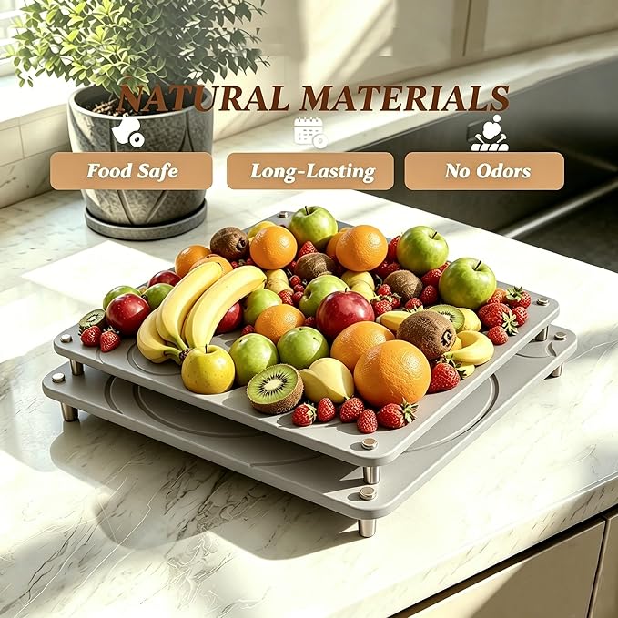 Stone Drying Mat For Kitchen Counter, 3 PCS Wuvsveai Diatomaceous Earth Dish Drying Mat,Kitchen Mat, Stone Bath Mat for Bathroom, Dish Drying Rack & Dish Drainers for Countertop (Moonlight Grey)