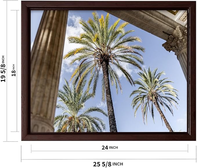 Monem Art Palermo Palm Trees Sicily Print - Tropical European Architecture Poster - Wall Decor for Living Room, Bedroom or Office - 18x24 Brown Framed CANVAS Wall Art by Mareike Bohmer