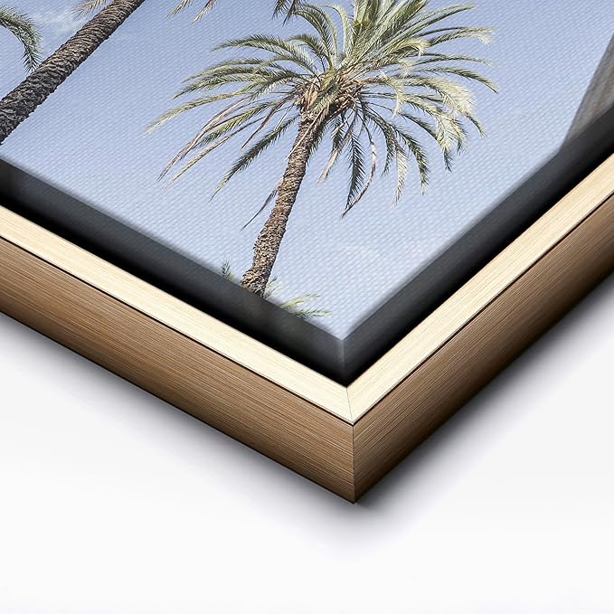 Monem Art Palermo Palm Trees Sicily Print - Tropical European Architecture Poster - Wall Decor for Living Room, Bedroom or Office - 18x24 Silver Framed CANVAS Wall Art by Mareike Bohmer