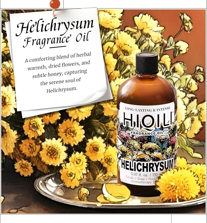 HIQILI Helichrysum Fragrance Oil, DIY Skin Care & Body Product - 5.07 Fl Oz | Suitable for Essential Oil Diffuser, Candle & Soap Making, DIY Helichrysum Balm, Long-Lasting Scent