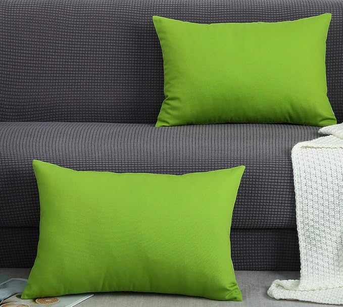 TangDepot 100% Cotton Solid Throw Pillow Cover 12x20 Apple Green | 100% cotton, same-color zip, machine wash & air dry. For living room, bedroom, office, car. 42 colors, 95 sizes. Cover only.