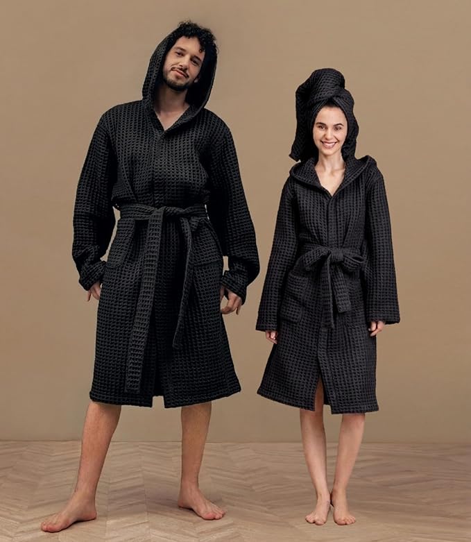 Luxury Organic Japanese Cotton Hotel & Spa Waffle Bathrobe for Men and Women (Hooded/Kimono)