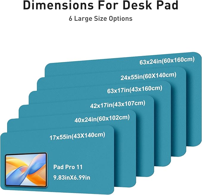 Aothia Faux Leather Desk Mat - Large Mouse Pad, Non-Slip PU Leather Blotter, Waterproof Writing Surface for Office and Home (Turquoise, 40" x 24")