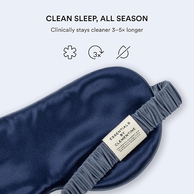 Clementine Mulberry Silk Sleep Mask | Full Blackout Contoured Eye Mask for Sleeping | Organic & Non-Toxic | Oversized Night Blindfold | Hypoallergenic & Frizz-Free Eye Cover for Deep Sleep