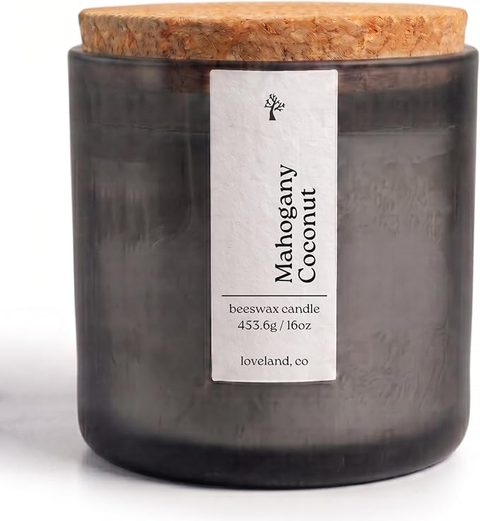 Aspen & Oak Luxury Beeswax Candle, 16oz | Long Burning Pure Beeswax Candles, Non Toxic, Natural, Clean, Essential Oil Scented Organic Candles, Home Decor & Gifts (Mahogany Coconut)