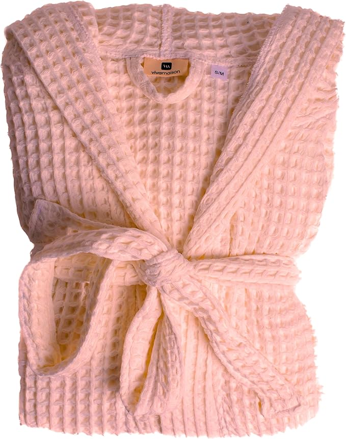 Unisex Hooded Waffle Robe for Women & Men 100% Turkish Cotton | Quick-Dry Bathrobe | Cozy Housecoat for Lounging