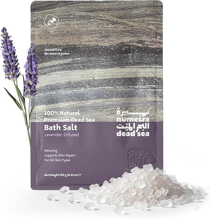 Dead Sea Salts for Soaking - Relaxing Salt Bath Soak for Body Rejuvenation - Natural Mineral Salts - Coarse Dead Sea Salt Bath Salts for Women & Men w/Lavender Infused Essential Oil (8.82 oz)