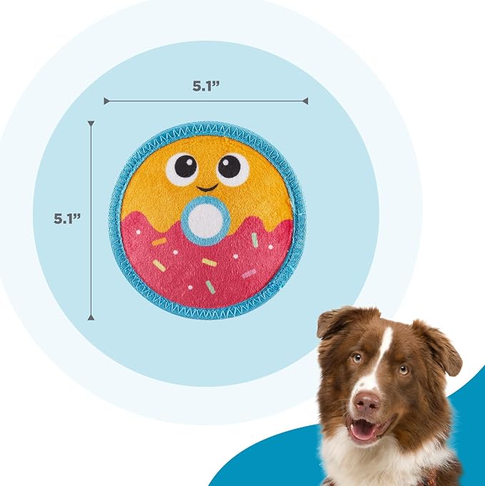 Outward Hound Tough Skinz Durable Squeaky Dog Toy with Two Tough Layers, Donut, Multicolor, Small