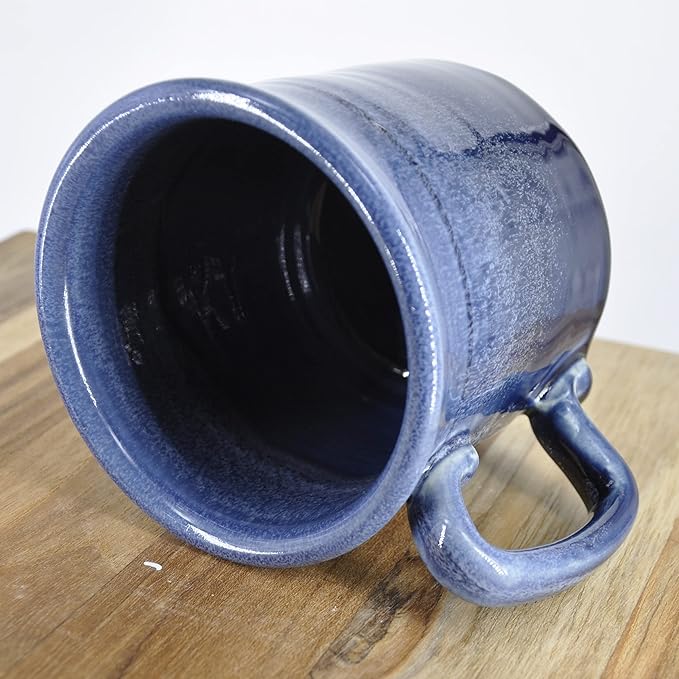 Handmade Ceramic Coffee Mug - Ol' Blue with White Frost 14oz