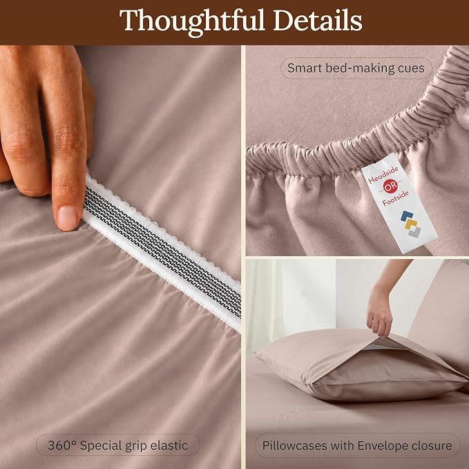 California Design Den 100% Organic Cotton Sheets Full Size Bed Set - Soft and Lightweight Sateen, Deep Pockets, Durable Bedding - Dusty Rose