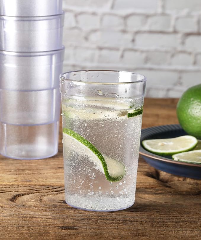 New Star Foodservice Restaurant-Grade Polycarbonate Beverage Tumblers, 8 oz, Clear, Set of 12