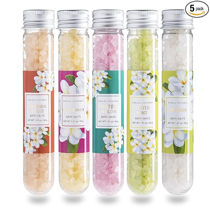 B.C. Beauty Concepts Aromatherapy Bath Salts- Epsom Salts for Soaking, Relaxing Bath Spa Set, Scented in Vanilla Almond, Shea Butter, Sweet Mint, Honey Rose, and Lavender, Tropical