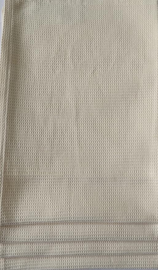 Waffle Hand Towels Pack of 4, 20X29 INCHES, 100% Natural Organic Cotton GOTS Certified (Ivory) Super ABSORBANT & Quick Dry, NO SOFTENERS, Environment Friendly