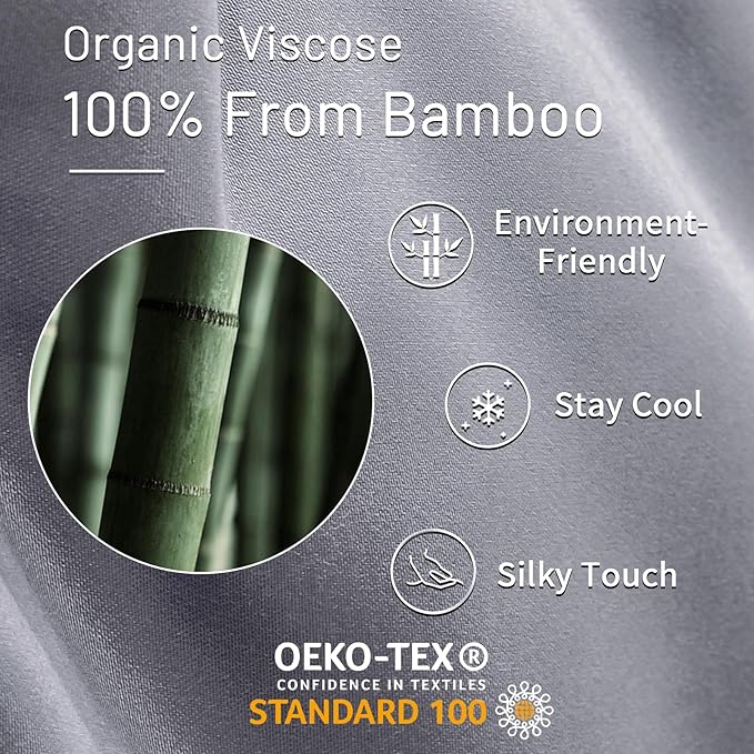 NEXHOME PRO Viscose from Bamboo Cooling Comforter,Light Grey Queen Lightweight Organic Natural Duvet Insert, Summer Bedding Blanket Cool for Hot Sleepers, 8 Corner Tabs(90"x 90")
