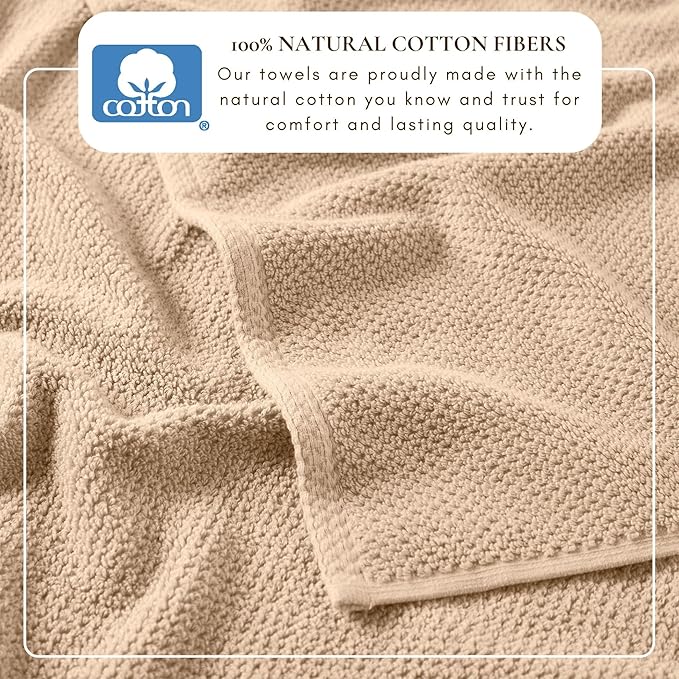 Great Bay Home 100% Cotton 6 Piece Bath Sheet Set - Absorbent, Quick-Drying, Durable Bath Towels for Bathroom Decor - Low-Twist, Two-Ply Fibers (Taupe)