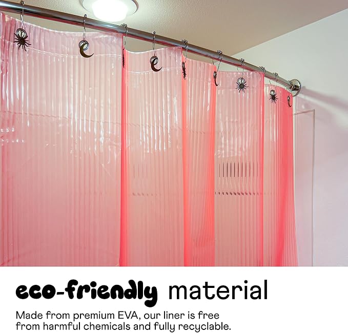 Sproos! - Fluted Shower Liner Pink 72" x 72" - Prevent Water Splashes - Modern Stylish Design - Eco-Friendly Material - Easy Maintenance Durable Long-Lasting