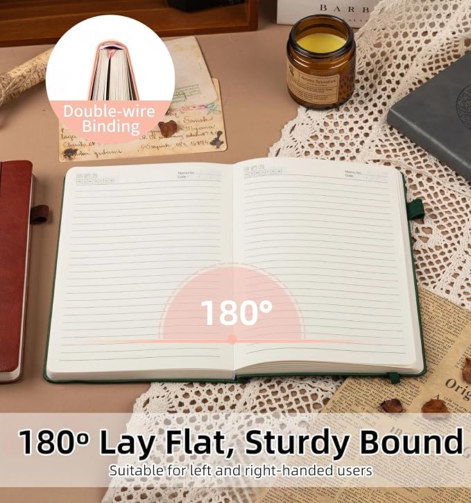 Lined Journal Notebook, A5 Leather Vintage Journals for Writing, 288 Pages College Ruled Notepad for Women Men, Vegan Leather Daily Notebook for Work, School, Travel, Note Taking(Tree of Life, Pink)