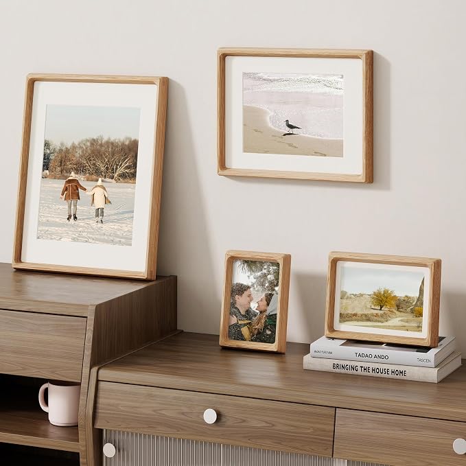 11x14 Picture Frame, USA-Sourced Oak Wood Photo Frame with HD Tempered Glass, Handcrafted Rounded Corner 11 x 14 Wooden Frames Matted to 8x10 Photos, Horizontal or Vertical Wall Display-2p | Hd Tempered Glass