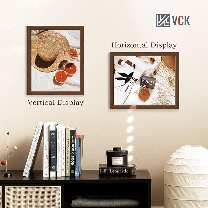 VCK 16x20 Picture Frame Set of 4 - Brown, Gallery-Quality Wood Poster Frames, 1.1-Inch Wide Border, Polished Plexiglass, Vertical or Horizontal Wall Display for Photo/Art/Prints, Brown