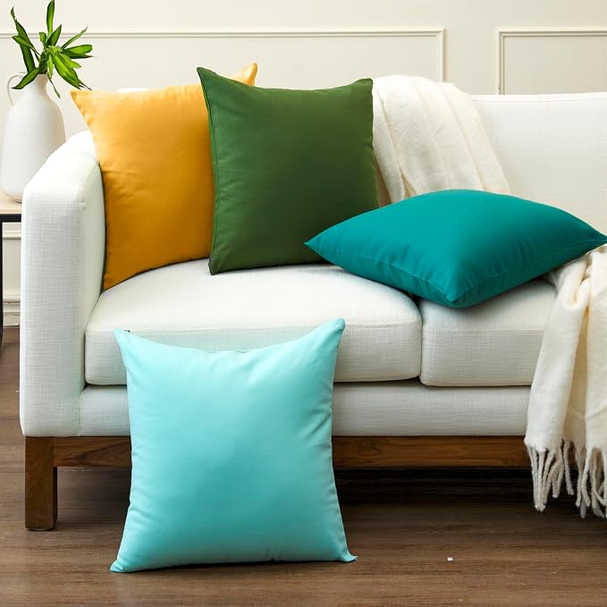 Encasa XO Throw Pillow Covers 16x16 in Set of 2 Mango | No Inserts | Cotton Pillow Covers for Living Room, Bed, Sofa, Couch | Decorative Cushion Covers with Improved Zipper
