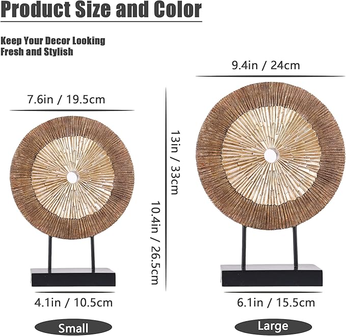 XMGZQ Wood Color Minimalist Round Statue Above Cabinet Decor Kitchen,Modern Decorative Sculpture Home Decorations for Living Room Coffee Table,Shelf Decor Items,Center Pieces Decoration