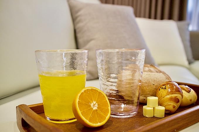 KLIFA- RIPPLE- 16 ounce, Set of 4, Acrylic Tumbler Drinking Glasses Cups, BPA-Free, Stackable Plastic Drinkware, Dishwasher Safe, Clear