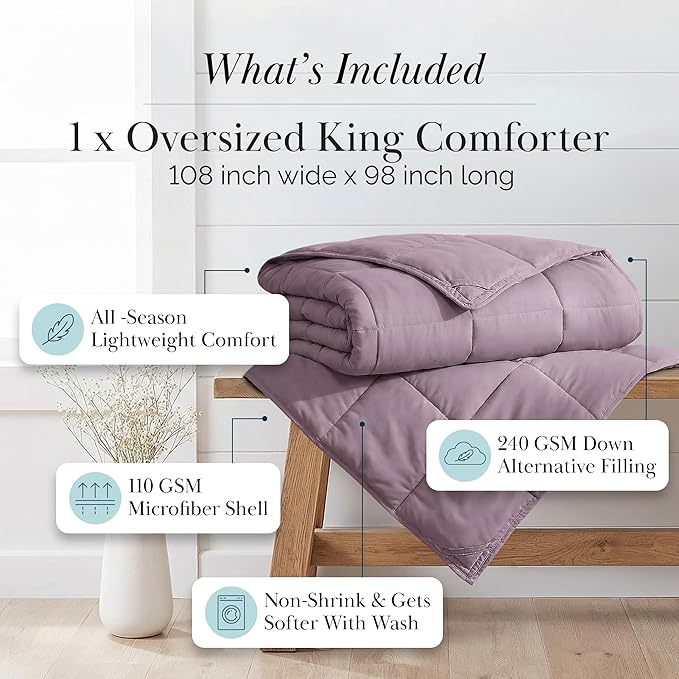 Southshore Fine Living, Inc. California King Comforter, Duvet Insert, Down Alternative Comforter, Soft & Cozy King Bedding, Lavender