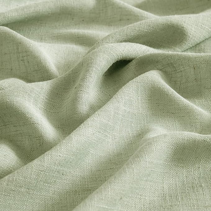 MIULEE Sage Green Linen Curtains 108 Inches Long for Bedroom Living Room, Soft Thick Linen Textured Window Drapes Semi Sheer Light Filtering Back Tab Rod Pocket Burlap Look, 2 Panels