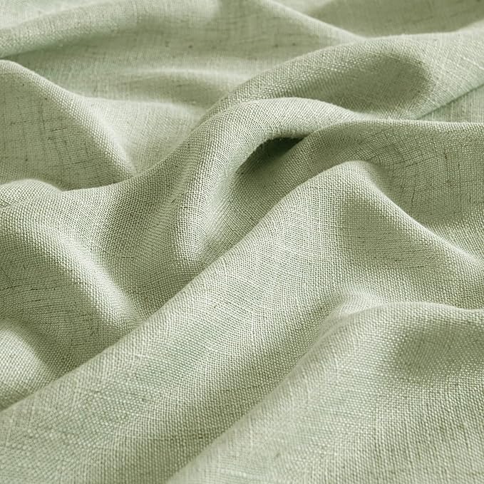 MIULEE Sage Green Linen Curtains 120 Inches Long for Bedroom Living Room, Soft Thick Linen Textured Window Drapes Semi Sheer Light Filtering Back Tab Rod Pocket Burlap Look Decor, 2 Panels 10 Ft