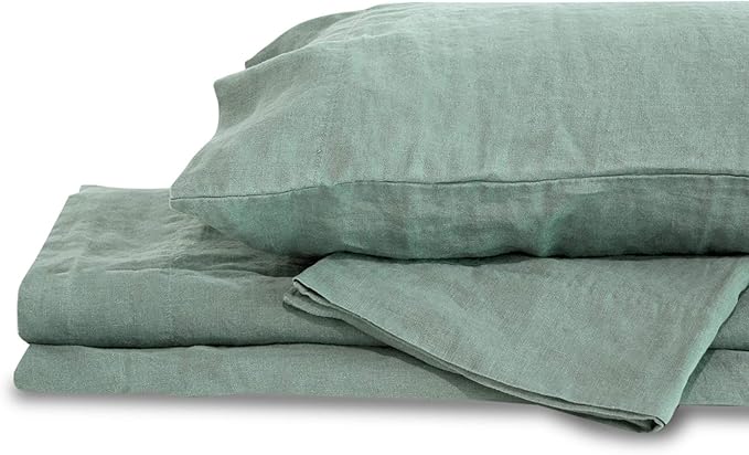 Delilah Home King Duvet Cover - 100% Organic Hemp GOTS Vegan, 180 GSM Lightweight, Breathable All Season King Bed Duvet Cover with Ties, Machine Washable, Hemp Fabric, Made in Portugal, Mineral Green
