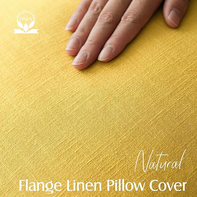 Foindtower Pack of 2, Decorative Linen Soild Throw Pillow Covers Accent Lumbar Cushion Case Boho Farmhouse Pillowcase for Chair Couch Sofa Bedroom Living Room Home Decor 12 x 20 Inch Ginger Yellow